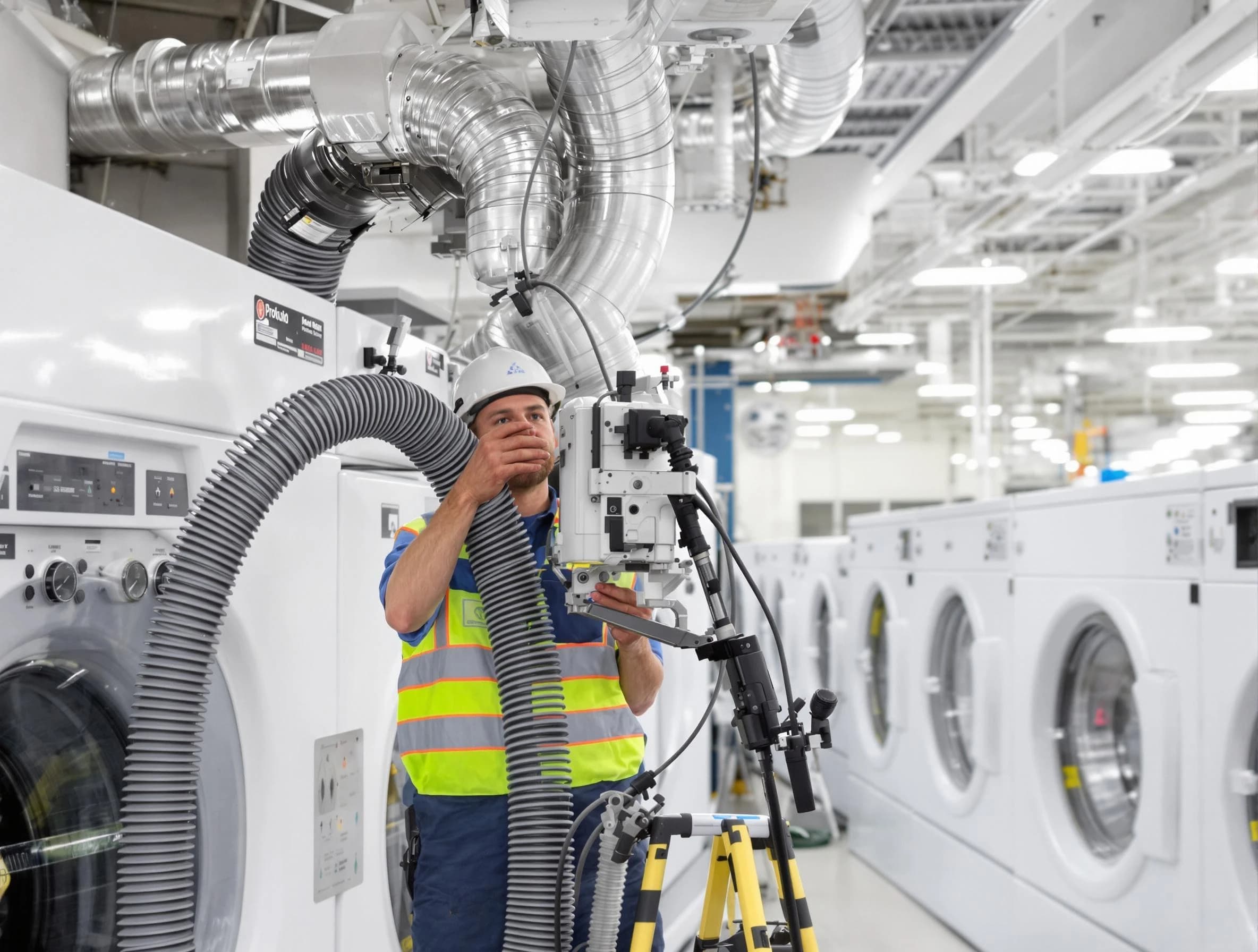 Lovejoy Dryer Vent Cleaning team performing commercial-grade dryer vent cleaning at a business facility in Lovejoy