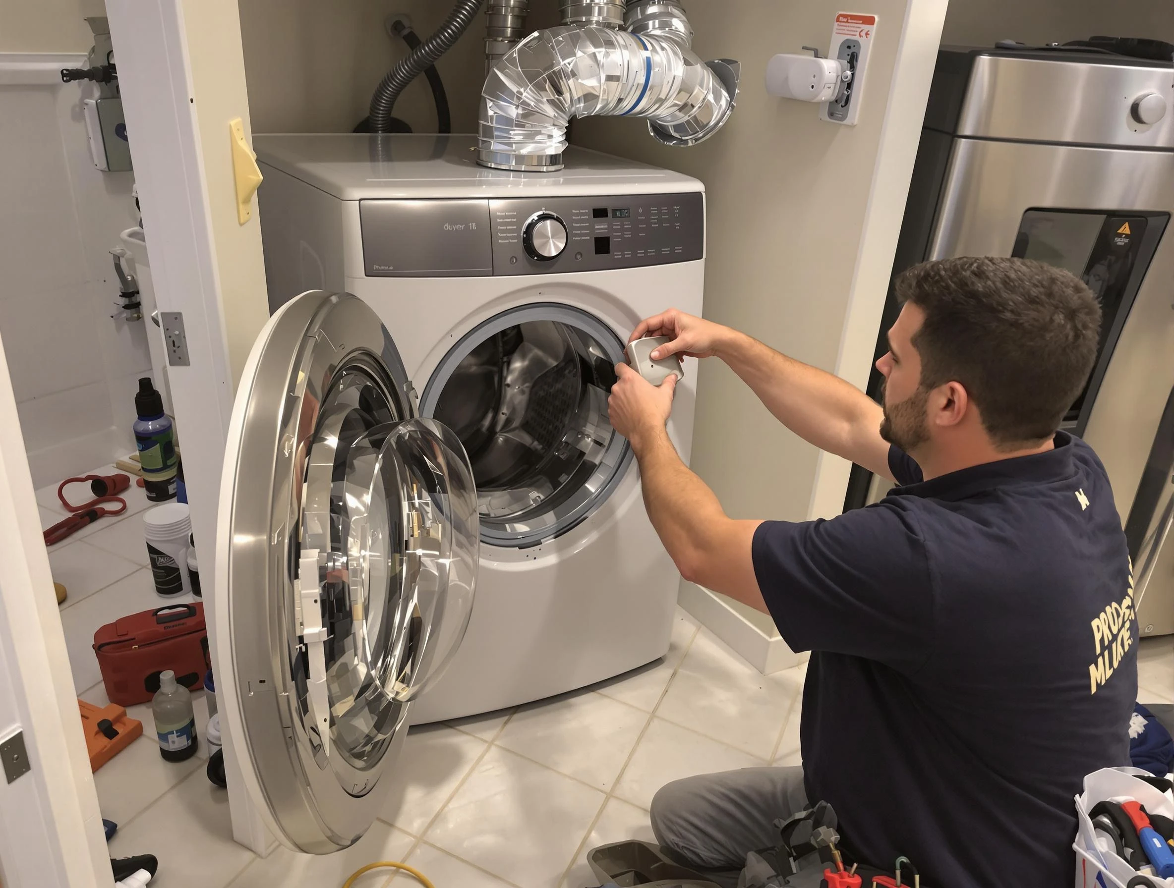 Lovejoy Dryer Vent Cleaning technician performing precise dryer vent hose installation in Lovejoy