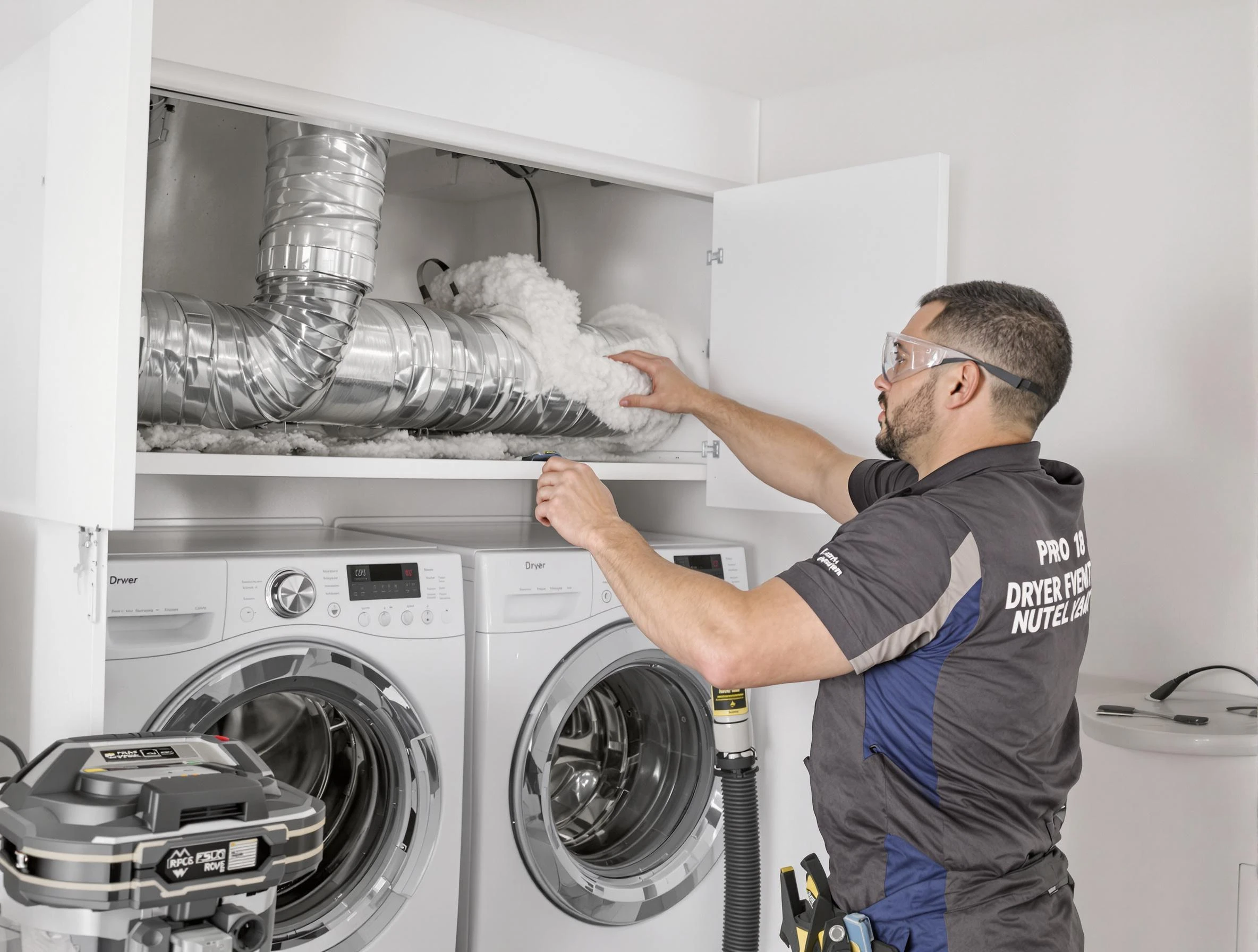 Lovejoy Dryer Vent Cleaning certified technician performing specialized gas dryer vent cleaning in Lovejoy